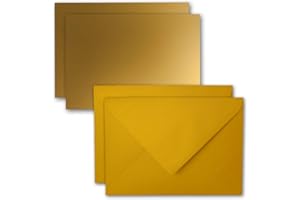 ‎FARBENFROH BY GUSTAV NEUSER 25x Karte mit Umschlag Set aus Einzel-Karten DIN A7-10,5x7,3 cm - Gold mit Brief-Umschlägen C7 Nassklebung ideale Geschenkanhänger