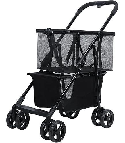 With Wheels Foldable Utility With Double Basket - Heavy Duty 200lb
