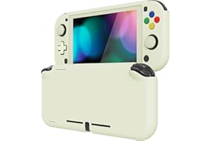 eXtremeRate PlayVital Protective Grip Case for Nintendo Switch Lite, Hard Cover for Nintendo Switch Lite - Screen Protector & Thumb Grips & Buttons Caps Stickers Included - Antique Yellow