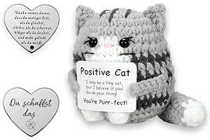 Glamifyr Positive Cat,Positive Katze,Emotional Support Kuscheltier,Positive Cat Pocket Hug Glücksbringer,Mutmacher Geschenke für Freunde Kollegen Familie,Kreative Cat und Kleine Glücksbringer