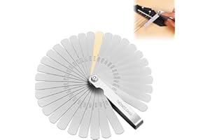 Jeu de Cales D'épaisseur,Jauges D'épaisseur en Acier Inoxydable,Jeu Cale Soupape En Acier Inoxydable,Jauge D'épaisseur Pliante Double Mesure,Jauges D’épaisseur de Précision 32 Lames Tokaneit