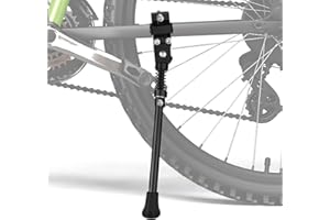 AILELAN Bike Kickstand, Rear Mount Bicycle Kick Stand Adjustable Height for 24 to 29 inch Wheels, Aluminum Alloy Bike Stand Kick for Mountain Bikes, Hybrids, Road Bikes with Anti-Slip Rubber Feet