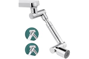 Flintronic Aérateur de Robinet 1440 °, Rallonge de Robinet Multifonctionnel avec Bras Télescopique, 2 Modes, Mousseur Robinet Anti-éclaboussures Universel pour Cuisine Salle de Bain