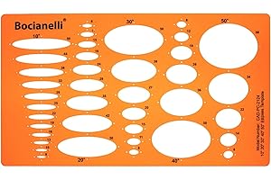 ‎BOCIANELLI Schablone Zeichenschablone Technisches Zeichnen - Ellipse Ellipsen Ellipsenschablone Projektionswinkeln 10 20 30 40 50