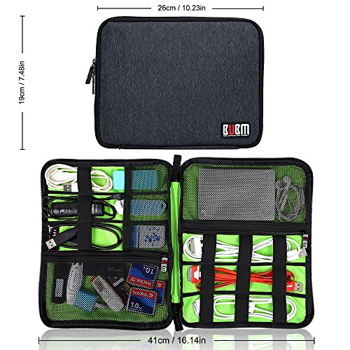 BUBM Tragbare Universal Electronics Zubehör Organizer, Travel Gear Organizer für Handys, USB-Kabel, Netz Banken, Kameras, Festplatte und Etc.by Senhai (Large, Schwarz) - 3
