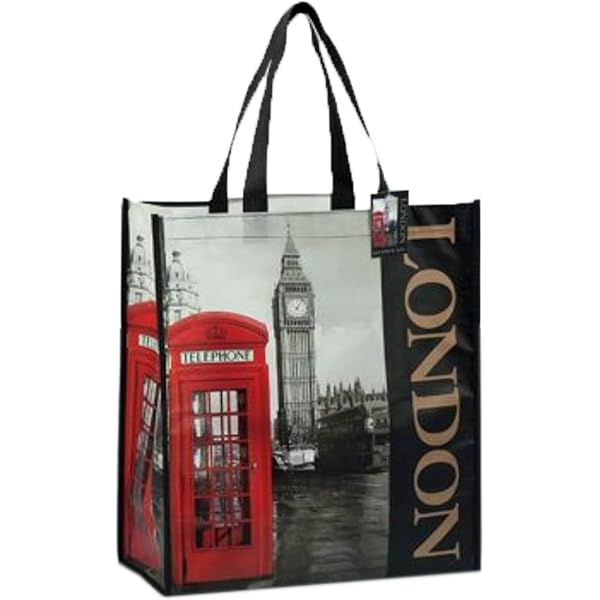 Borsa Di Cotone Con Zip Puckator - Tote Bag Union Jack Regno Unito, Shopper Riutilizzabile 38x36 Cm