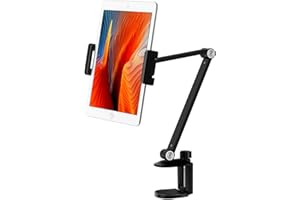 Viozon Tablet Stand Holder Mount, Rotate 360 Degrees of Flexible, Height and Angle Adjustable, High-Grade Aluminium Alloy Long Arm Compatible with 4.5-13 Mobile Phone and Tablet, iPhone, iPad(Black)