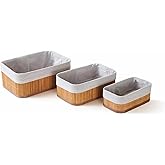 Ensemble de paniers en bambou Orret Home 3 pi&egrave;ces : panier &agrave; pain polyvalent et organisateur de cuisine de salle de bain (rectangulaire)