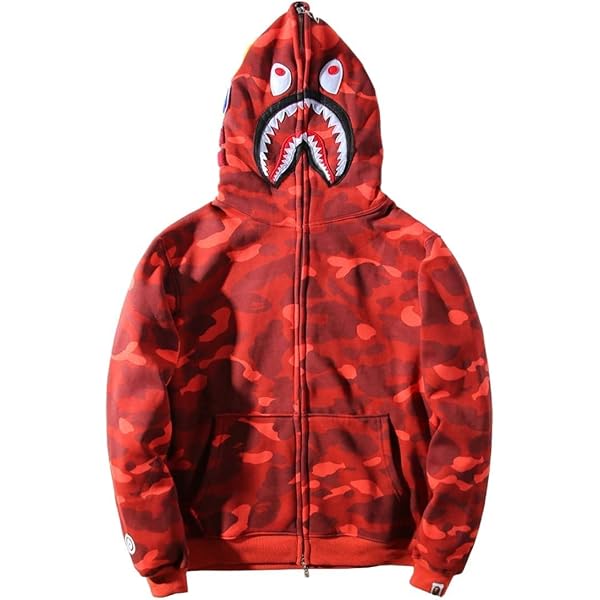 Yumenam Homme Hoodie Requin Sweat à Capuche Imprimé Camouflage Pullover à la Mode avec Poches Sweat-Shirt à Zippée Veste à Capuche Manches Longues Hip Hop Casual Tops, Gris, XXL