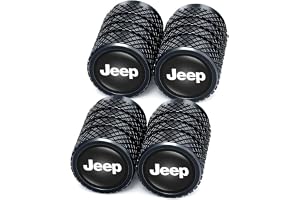 Metal Car Tire Air Caps Cover Car Tire Accessories for Jeep Grand Cherokee Comander Wrangler Compass Renegade Patriot, 4Pcs Car Tire Valve Stem Caps,Anti-Corrosion Leak-Proof,Black