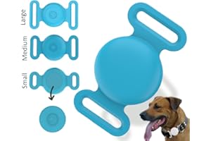 PANJAL Silicone Case for Dog & Cat Collars - Waterproof, Lightweight & Flexible Holder - Attach with Puppy Loop, School Bag Straps GPS Tracker Cover (Small,Blue))