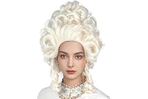PORSMEER Platinum Blonde Bouffant Beehive Retro Wig for Women Short Curly Victorian Queen Cosplay Costume Halloween White Blonde Wig Fit 50s 80s