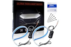 Alopee- 2-Pack Ultra-Lumineux 45CM Blanc/Ambre Flexible LED Tube Style Bande Barre Bande de Silicone Double Couleur Voiture Clignotant Lumière Feux De Recul Feux De Frein Lumière Guide Lampe