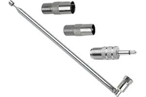 moinkerin Antenna Radio 103cm Telescopiche con Spina F e 2 Adattatori di Accoppiamento Coassiale IEC Antenna Ricambio in Acciaio Inox, Antenna Universale per FM Radio TV, 7 Sezioni