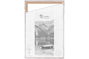 CLAMARO 'SFR35' Shadow Joint Frame for 68 x 98 cm Stretcher Frame | Oak Vintage White | MDF Wood Picture Frame for Stretcher Frame Canvas with Hanger and Mounting Material