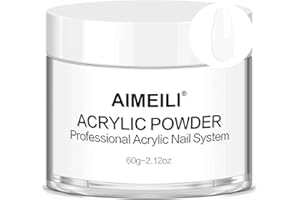 AIMEILI akrylowy proszek 60 g, profesjonalny system pudru akrylowego do przedłużania paznokci Stick dekoracja paznokci 3D rzeźba Nail Art, biały
