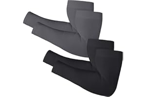 Newbyinn Arm Sleeves for Men Women, Size L - XL, UV Sun Protection Sleeve to Cover Tattoo, Cooling Compression Arm Cover - 2 & 4 Pairs
