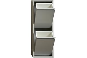 VEEHAUS Küche Mülleimer Für Den Vielseitigen Einsatz Mit Klappen Aus Edelstahl Stilvoller Abfalleimer Für Eine Effiziente Und Praktische Aufbewahrung ‎Grau (2 x 15 LT - 30 LT)