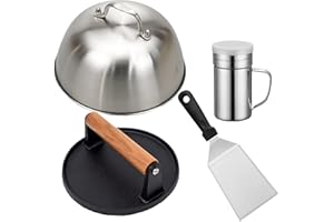Agrdeed Burger Smasher Kit, 4 PCS Burger Making Tools, BBQ Griddle Accessories Kit with Burger Press, 16cm Cheese Melting Dome, Smash Burger Spatula, Squeeze Bottles