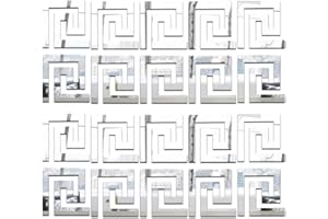 SOEKODU Bestine Spiegel Wandaufkleber 3D abnehmbare Selbstklebende Acrylfliesen Spiegel Abziehbilder Kunst DIY Dekor Home Office Wand Fuß Linie Tapete Grenzen Sockelleiste (Silber,20)