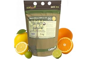 CULTIVERS Abono Cítricos Ecológico NPK 5 kg Hierro Magnesio Calcio Azufre 50% Materia Orgánica 34% Ácidos Húmicos | Fertilizante Orgánico para Limoneros Naranjos Mandarinos