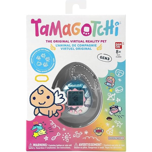 Bandai Tamagotchi - Original Tamagotchi - Angel Lace - Animal de compagnie virtuel électronique avec écran couleur - Jouet interactif pour animaux de compagnie - Lacets d'ange - Jouet pour enfants à