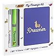 Bic My Message Dreamer Kit - Stationery Kit with 1 Ballpoint Pen 4 Colours/ 1 Highlighter Grip Green/ 1 A6 White Notebook, Multicolor, (Pack of 1), 972091