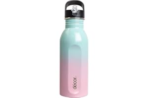 Décor Snap n Seal 500ml Stainless Steel Water Bottle with Straw, BPA Free - Leakproof Metal Flask with Carry Handle for School, Travel, Work & Gym - Ideal Drinking Bottle for Kids & Adults - Ombre