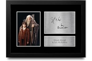 HWC Trading FR A4 Elijah Wood & Ian McKellen Lord of the Rings Regali Stampati Autografo Firmato Immagine Per Gli Appassionati Di Memorabilia Di Film - A4 Framed