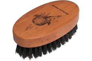 Seven Potions Spazzola da barba da uomo con setole di cinghiale - Realizzata in legno di pero con morbidi peli di cinghiale a taglio secondario - Setole morbide per domare e ammorbidire i peli del