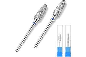 Sibba Broca de uñas de carburo de tungsteno, 2 unidades, para quitar geles duros acrílicos de 3/32 pulgadas, broca de tungsteno profesional de cono, lima de uñas de acrílico para manicura, pedicura