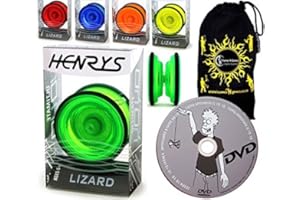 HENRYS YOYO'S Henrys LIZARD YoYo - Professional Yo Yo Set + LEARN Yo-Yo Tricks DVD +Travel Bag! Pro YoYos For Kids & Adults. (Blue)
