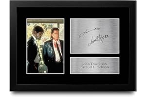 HWC Trading FR A4 John Travolta & Samuel L Jackson Pulp Fiction Regali Stampati Autografo Firmato Immagine Per Gli Appassionati Di Memorabilia Di Film - A4 Framed