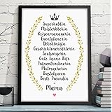 BESTE FREUNDIN = MAMA hochwertiger Kunstdruck – perfektes und persönliches Geschenk für Deine Mutter zum Geburtstag Hochzeitstag Frauentag Muttertag - Rahmen optional zubuchbar