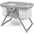 Babylo Sleep and Stay Folding Crib Folds with one Hand Includes Travel Bag, Grey, 93 L x57 W x7.5 H