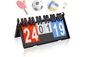 NAJILI Tabellone Segnapunti Sportivo, Sport Scoreboard Multifunzionale a 6 Cifre, Tabellone Segnapunti Portatile, Tabellone Segnapunti Flip, per Basket, Calcio, Badminton, Tennis