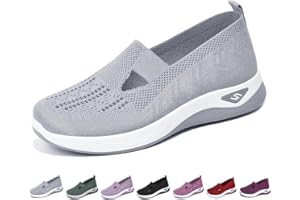 LONGBAO Women's Slip-On Walking Shoes Mesh Breathable Lightweight Casual Sneakers for Work Running Shoes Orthopedic Shoes for Women UK Summer Sport Outdoor Shoes Ladies Easy Walk Pro Wide Fit Trainers Size 6