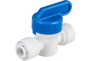 QTMMC RO Water Filter Shut Off Valve 1/4'' & 1/4'' OD 6.5mm Push Fit Quick Connect Plastic Ball Valve with Handle Universal Fittings for Fridge, RO Systems, Water/Air Pipes