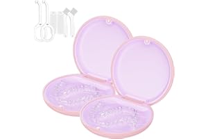 TYSORETY 2 scatole per parentesi graffe, compatibile con Invisaligns, custodia con strumenti di prelievo e spazzola Aligner Chewies& Spazzola, scomparto interno estraibile in silicone (2 pezzi, rosa)