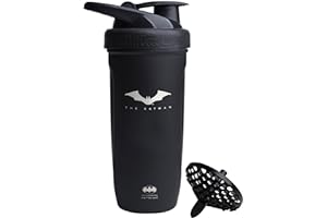 Smartshake Justice League Reforce Batman Shaker Bottiglia 900ml, DC Comics Borraccia in acciaio inox, regalo Batman per uomo
