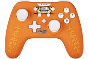 Konix Naruto Shippuden Controller cablato per Nintendo Switch, Switch OLED e PC - Funzione vibrazione - Motivo Naruto - Arancione