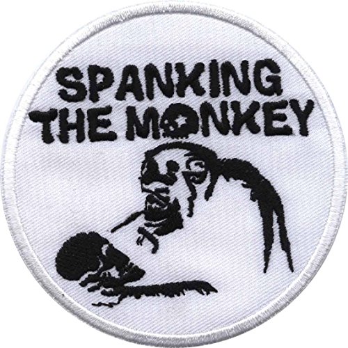 Preisvergleich Produktbild Spanking the monkey - Aufnäher, Farbe: Weiß / Schwarz