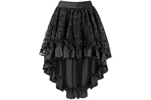 KUOSE Women's Burlesque Steampunk Dress Multi Layered Chiffon Skirt Black
