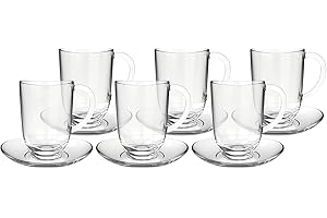 LEONARDO HOME 024215 Napoli 024215-6 Tazze per Latte Macchiato con piattino, 380 ml, Vetro