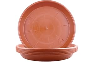 LIKOSO 5 Pcs Plants Saucers, Plastic Plant Pot Saucers, Flower Pot Drip Trays for Indoor and Outdoor Plants(Brick Red,32 CM)