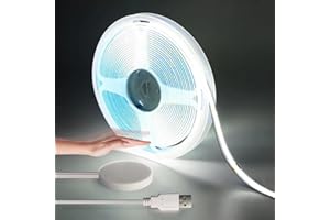 LRGBST 5V USB COB tira led, 3M luz blanca dimmable de la tira led de con el interruptor del dimmer del barrido táctil y manual para la iluminación del estante de los mostradores