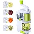 HASTHIP® 4-in-1 Rotating Vegetable Spiralizer with Adjustable Blades, Suction Cup Base, Easy Cleanup, Ideal for Zucchini, Carrots, Potatoes, Perfect for Healthy Meals, Salads, Stir-Fries