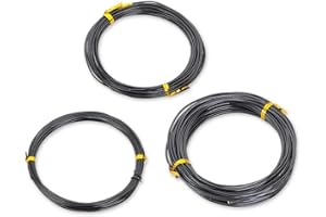 ds. distinctive style Aluminium Bonsai Draht 3 Stück 10m Bonsai Trainingsgeräte Handwerk Aluminium Draht - Schwarz (1,0 mm / 1,5 mm / 2,0 mm, 10 m für Jede Größe)