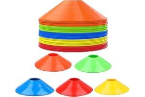 UV STYLISH Set di 15 cappelli sportivi, coni rotondi da 7,5 pollici, dischi colorati per marcatura, accessori per allenamento Slalom e accessori per allenamento calcio per bambini