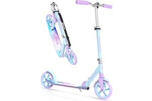 BELEEV Scooter for Kids Ages 6+, 200mm Big Wheel adult Scooters for Boys and Girls, 4 Adjustable Handlebar, Front Suspension, 2 Wheels Scooter with Carry Strap, up to 100Kg